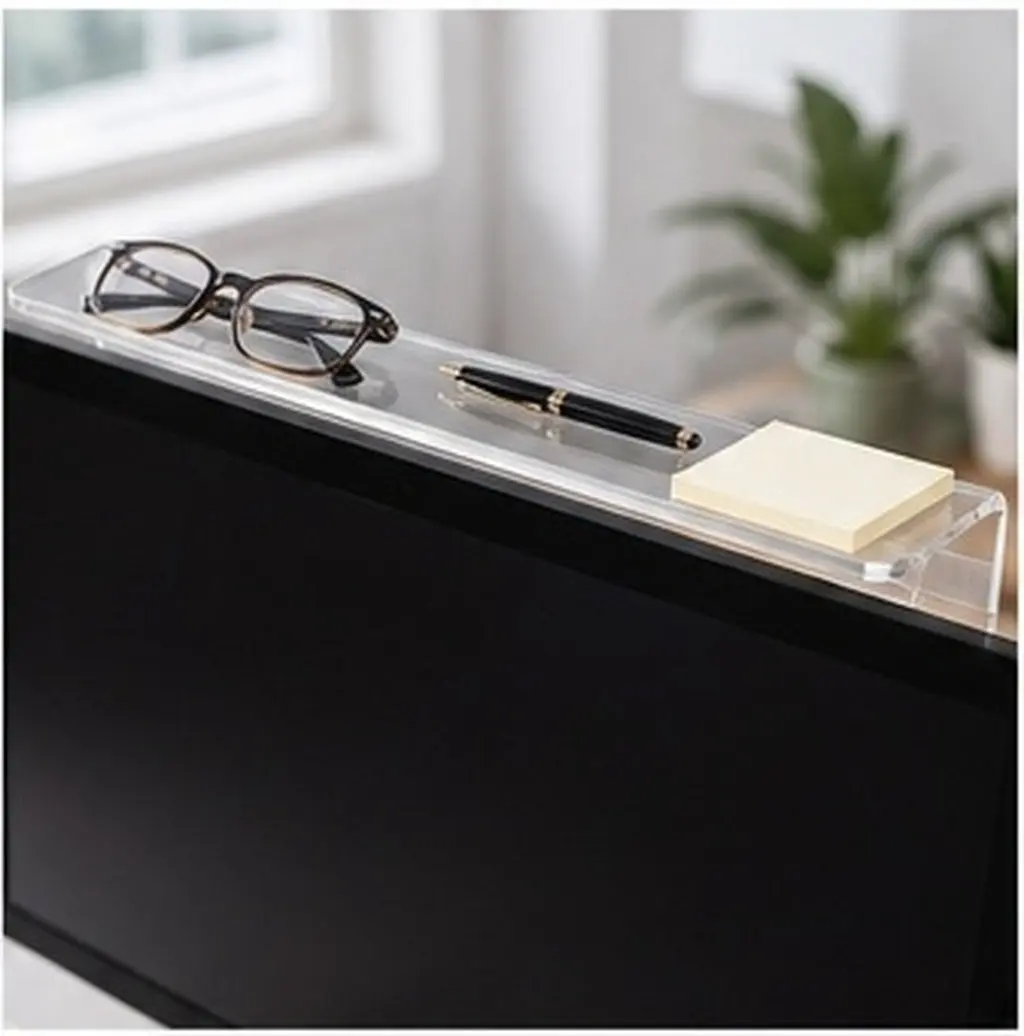 1Pcs Heavy Duty Computer Screen Sticky Shelf for Monitors Storage Holder Compact Desktop Organizer Perfect for Stationery