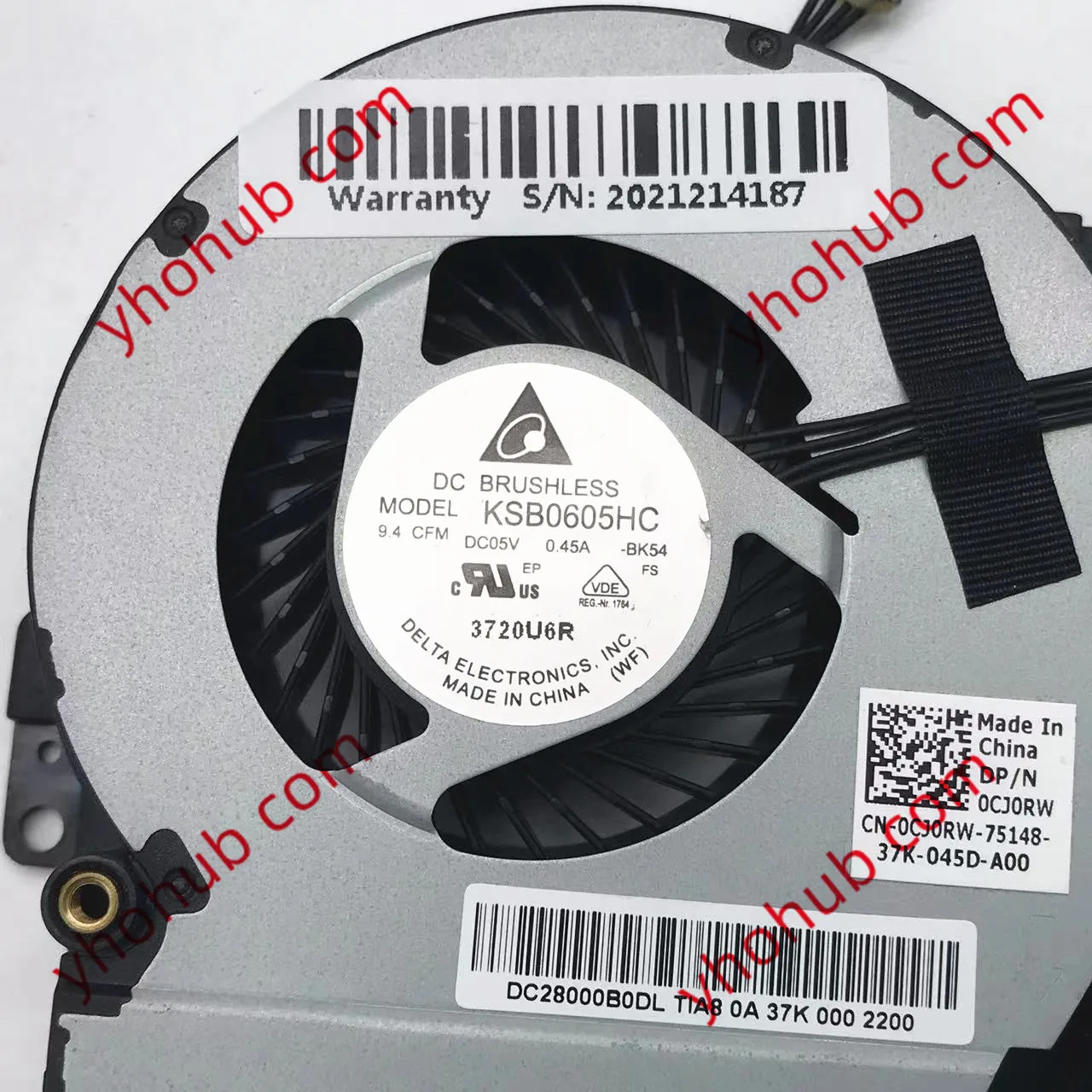 KSB0605HC DC 5V DC 5V 0.45W 4-Wire 4-PIN พัดลมทำความเย็น