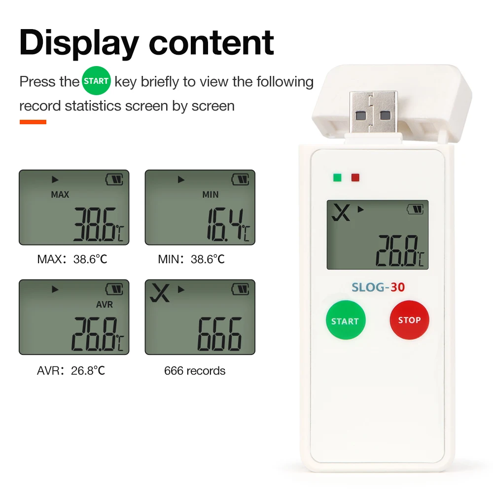 Registrador de dados de temperatura usb reutilizável, 65000 conjuntos de gravador de temperatura, relatório pdf, registrador de dados para alimentos, medicina, vacina, corrente fria