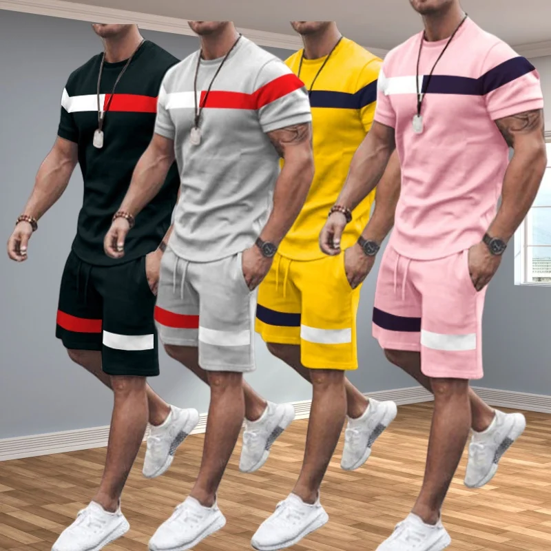 

Модный удобный комплект для отдыха для мужчин, включая футболки, шорты, подходящие для занятий спортом, фитнесом, лето 2025 года, 3D-принт