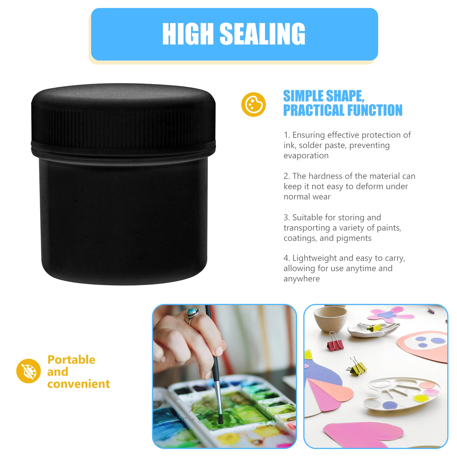 

6 Pcs Sealed Jar Art Bucket Paint Empty Plastic Barrel Multi-functional with Lid Hdpe Oil Color Mixing