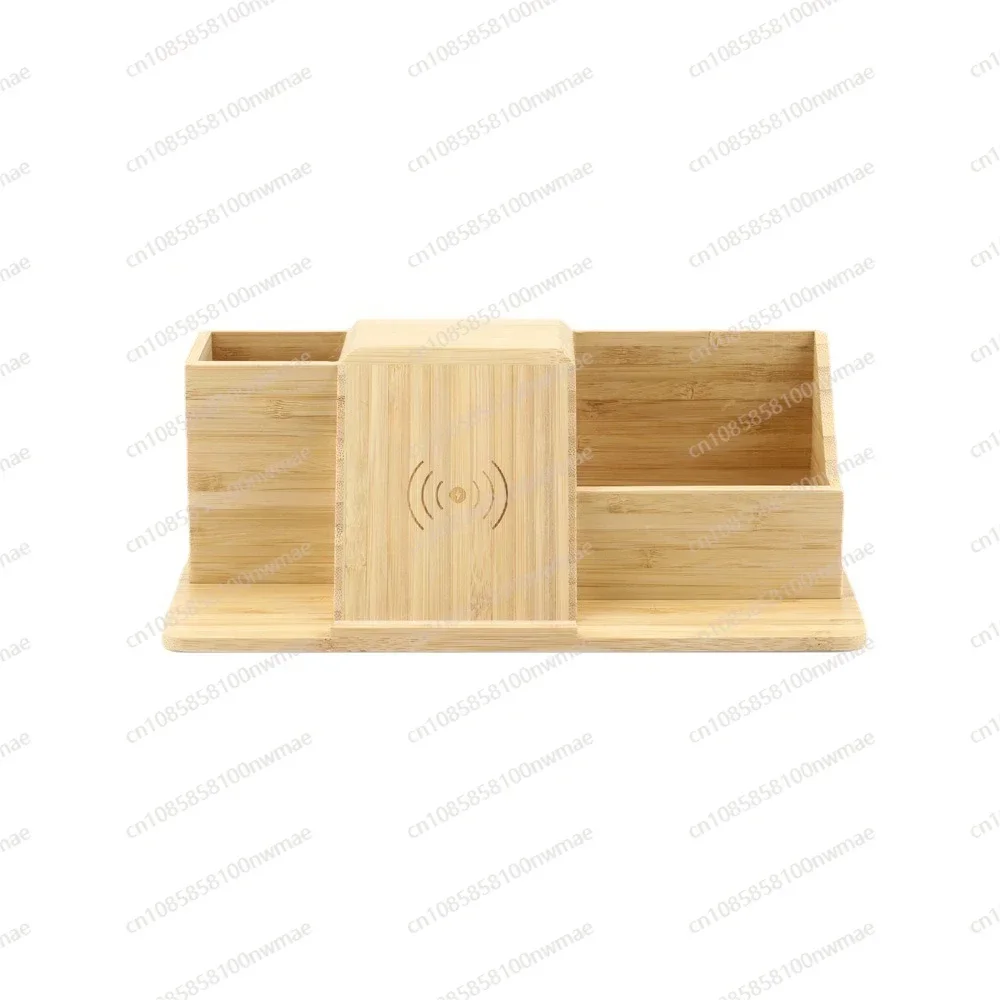 

Pen Holder Wireless Charging Bamboo Storage Box Nanzhu pen holder Mobile Phone HOlder with Wireless Charger Crafts Gifts