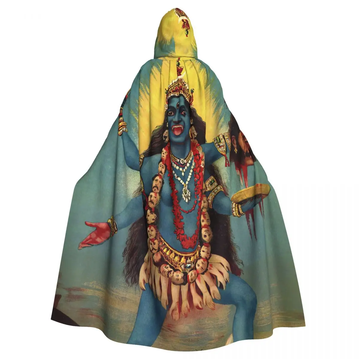 Goddess Kali, 1910 Hooded Cloak Halloween Party Cosplay Woman Men Adult Long Witchcraft Robe Hood