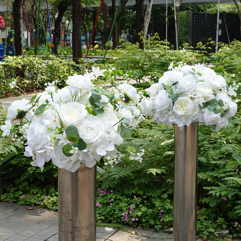 40cm New Simulated White Flower Ball Wedding Decor Peony Rose Flower Ball Party Wedding Stage T Stage Road Leading Decor Flowers