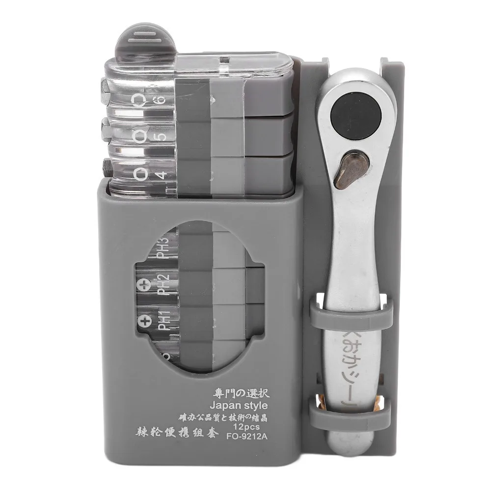12PCS Short Handle Ratchet Screwdriver Set Forward Reverse Ratchet Combination Set Mini Screwdriver Set Cross Head Bit