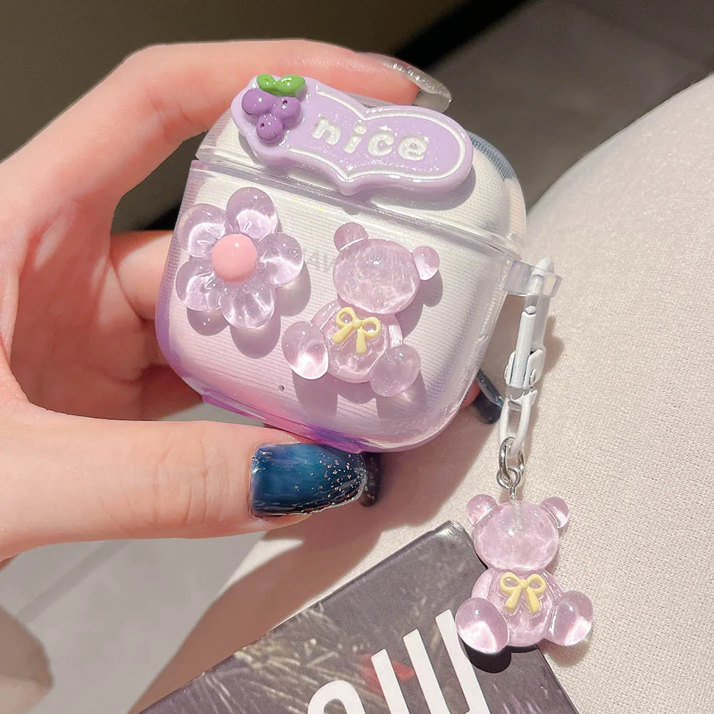 For Huawei FreeBuds 5 5i 6i 4 SE 2 SE2 Case 3D Watermelon Flowers Clear Cartoon Earphone Charging Box Accessories Cover Pendant