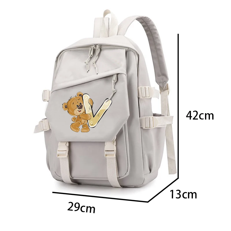 3Pcs/set Backpack for Women 26 Letters A-Z Bookbag Bag Lunch Bag Children Knapsack Student Teenager Girl Boy Schoolbag Rucksack