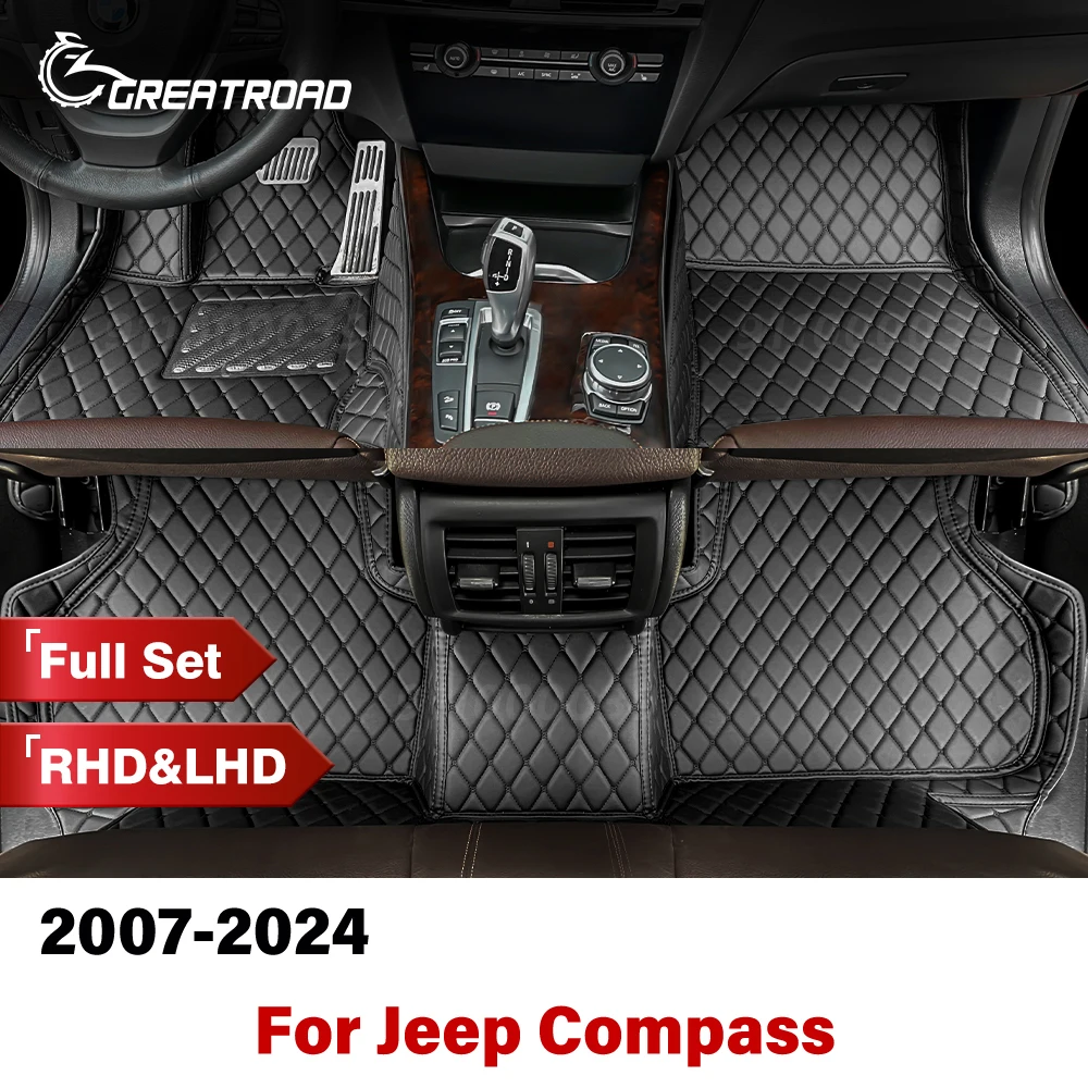 

Для Jeep Compass 2007-2024 автомобильный напольный коврик на заказ, автомобильный ковер, аксессуары для интерьера, защитный 2023 2022 2021 2020 2019