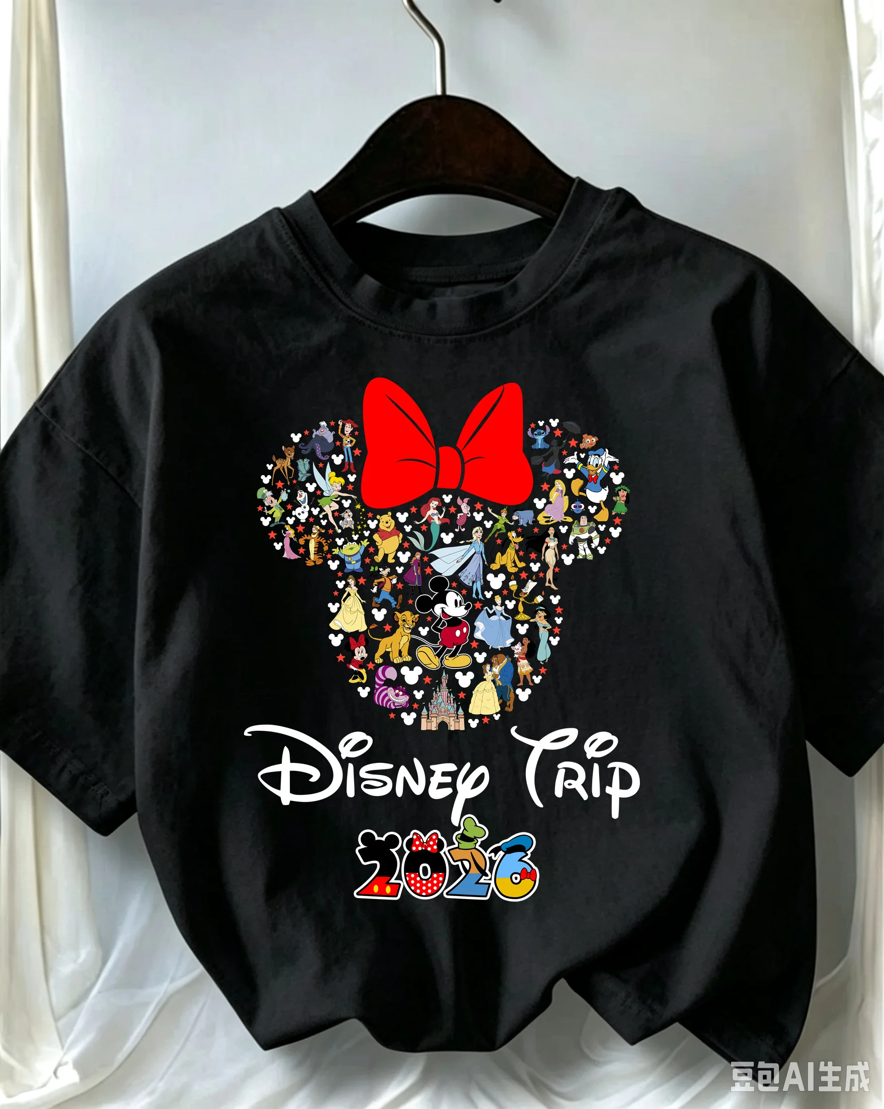 Little Girls Disney Princess Cartoon Tee Summer Short Sleeve Soft Breathable Fashion Birthday Party Casual Daily Tops