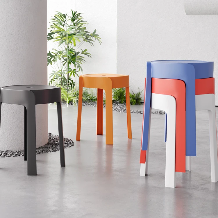 Stool Household Plastic Bench Nordic Chair Living Room Simple Modern Dining Table Round Stool Restaurant Dining Chair