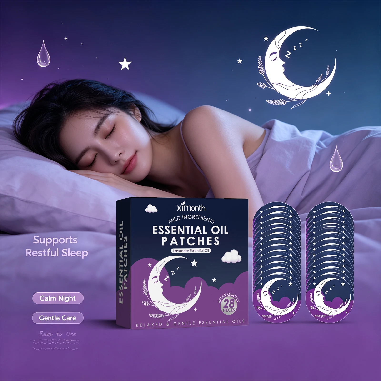 Calming Sleep Patches for Relaxation and Stress Relief Soothes Tired Body and Mind Lavender Scent Stickers for Night Rest
