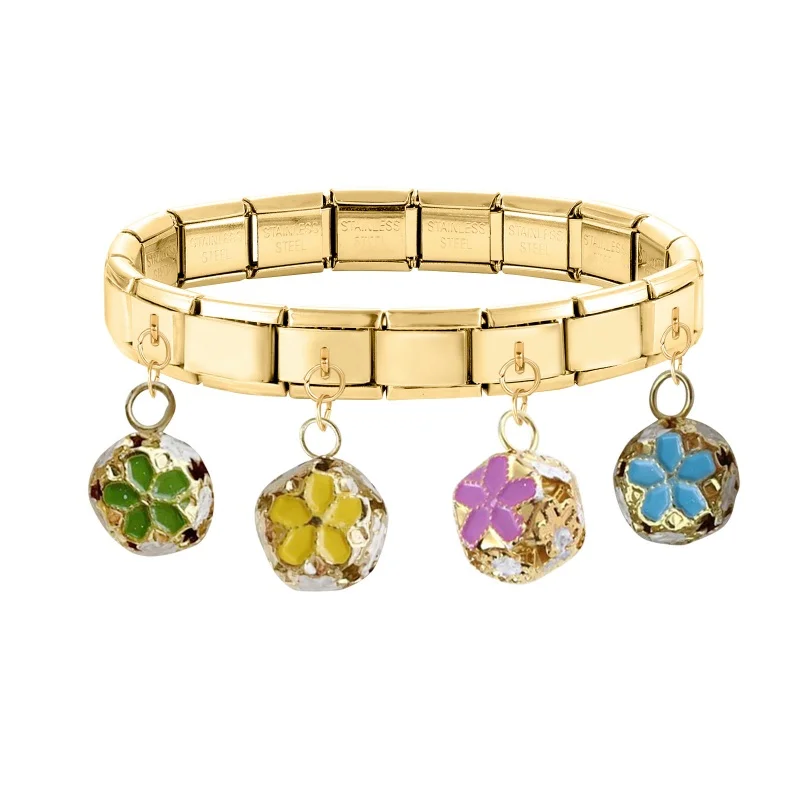 Y2K زهرة القلب باو القط الذهبي قلادة الإيطالية سحر ربط صالح 9 مللي متر سوار الفولاذ المقاوم للصدأ النساء الرجال DIY بها بنفسك صنع هدية #5