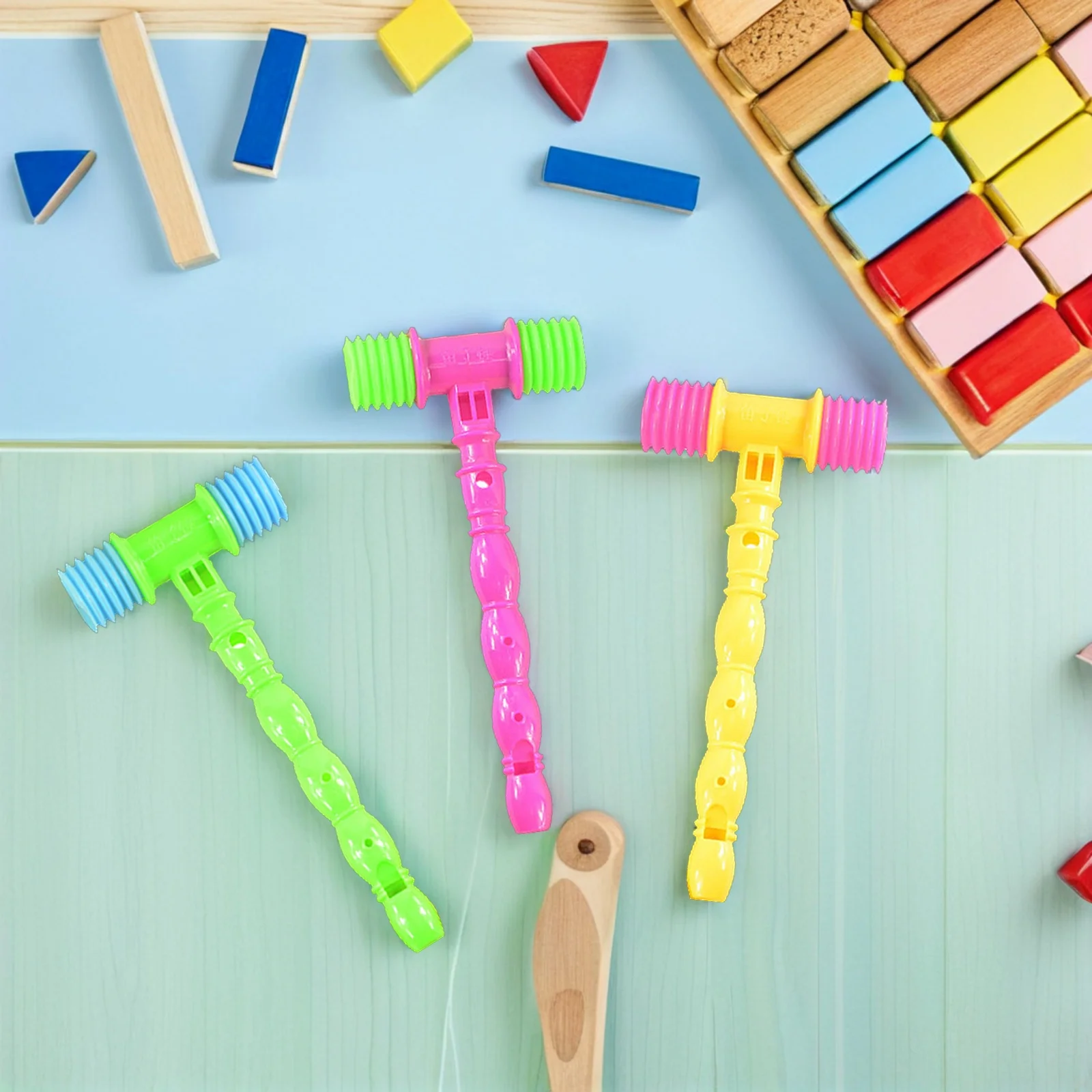 8 قطع من ألعاب مطرقة الموسيقى البلاستيكية للأطفال، مجموعة ألعاب مطرقة صغيرة، أدوات تعليمية للأطفال، مطرقة بلاستيكية رقيقة، هدية لعبة ممتعة للأطفال