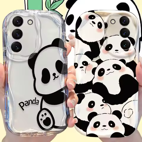 Cartoon Panda Case for Samsung Galaxy S24 S23 S22 S21 Ultra Plus S20 FE A73 A72 A71 A55 A54 5G A53 A52 A51 4G A50S A50 Cover