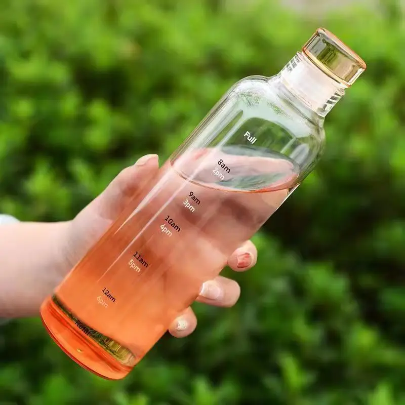 High Appearance Level Time Scale Cup Transparent Plastic Cup Leak-proof Simple and Trendy Water Cup 500/700 ML