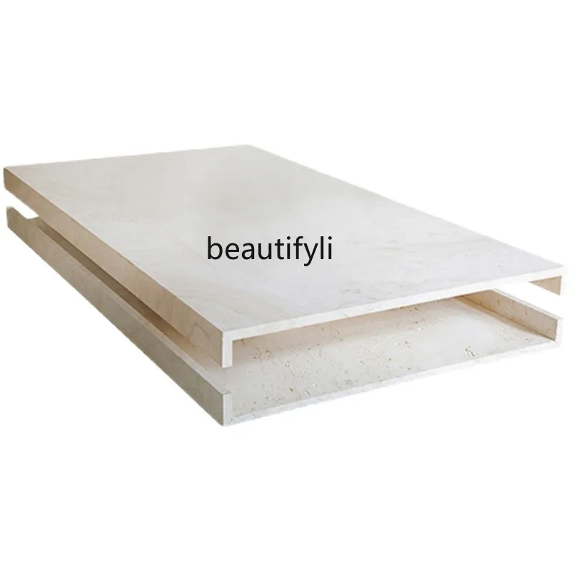 Wabi sand wind marble coffee table designer living room simple rectangular imported travertine coffee table