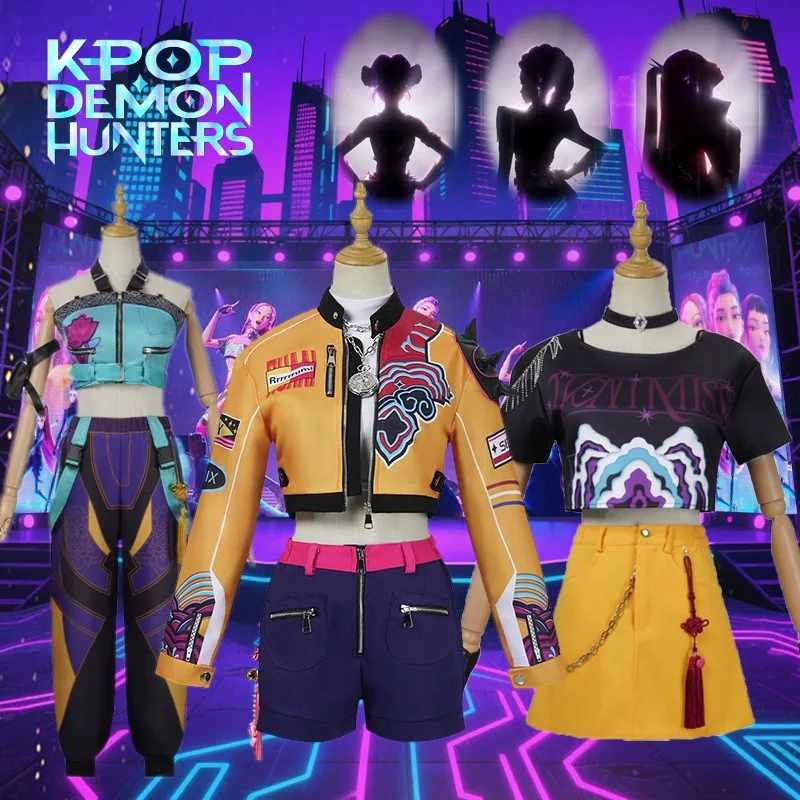 

KPOP Demon Hunter Girls Group Cosplay Costume Rumi Mira Zoey Stage Outfits Anime Performance Halloween Party Uniform