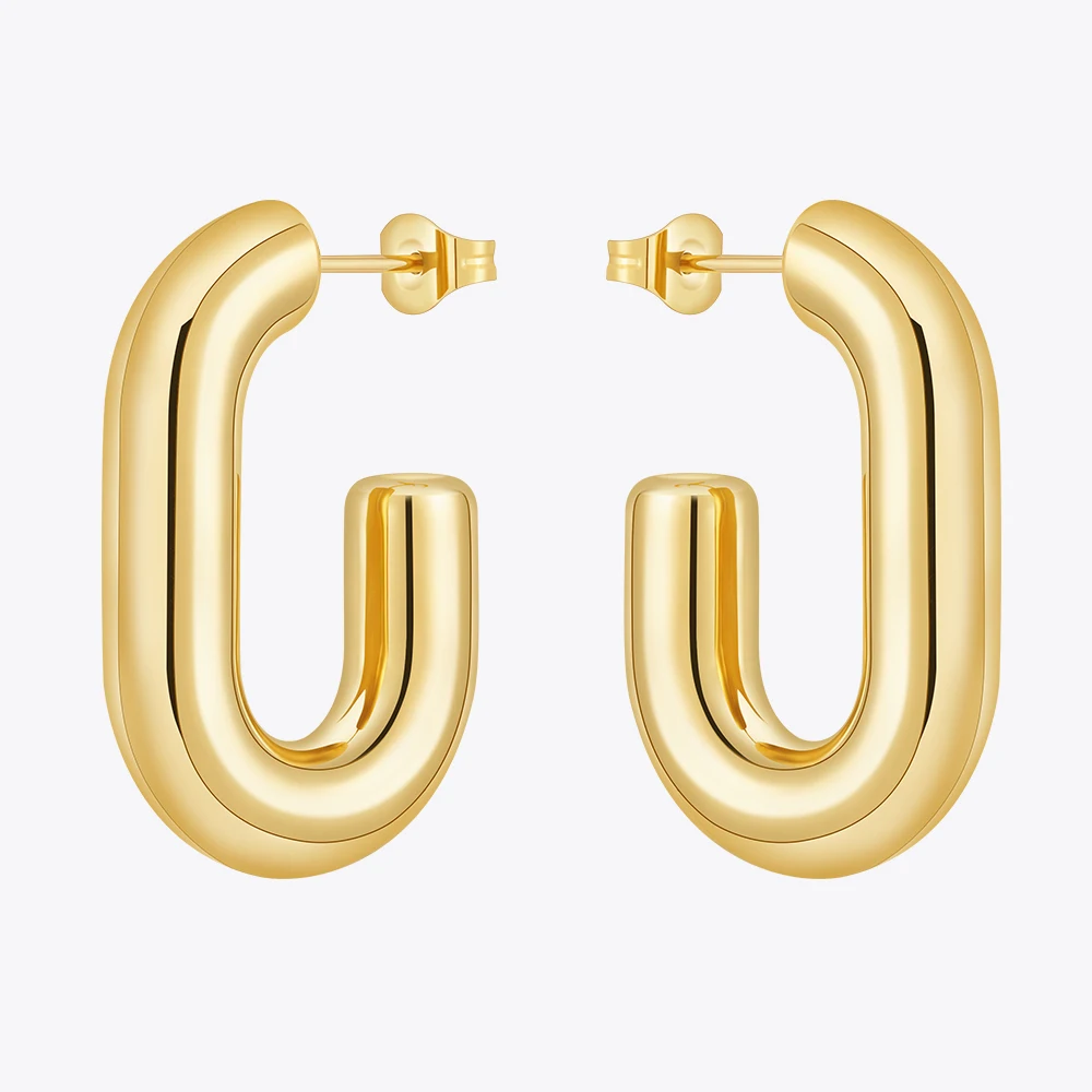 Enfashion Aretes Half Paper Clip Hollow Tube Stud Earrings Gold Color Stainless Steel Earings For Women Fashion Jewelry E241564