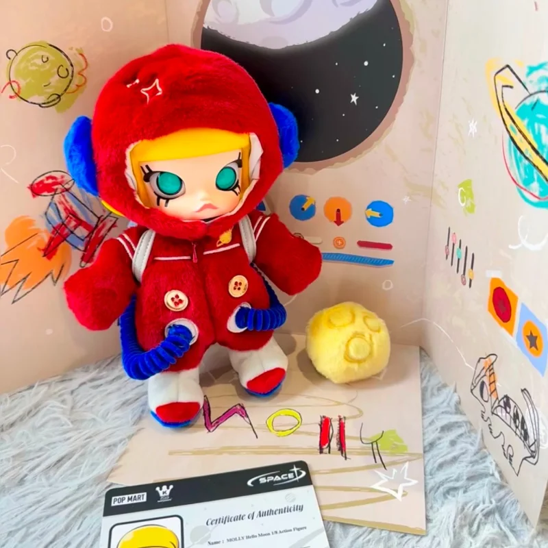 

Подлинная мобильная кукла Popmart Molly Hello Moon 1/8, милая виниловая плюшевая игрушка, украшение для рабочего стола, праздничный подарок, коллекционная модель, комплект для гаража