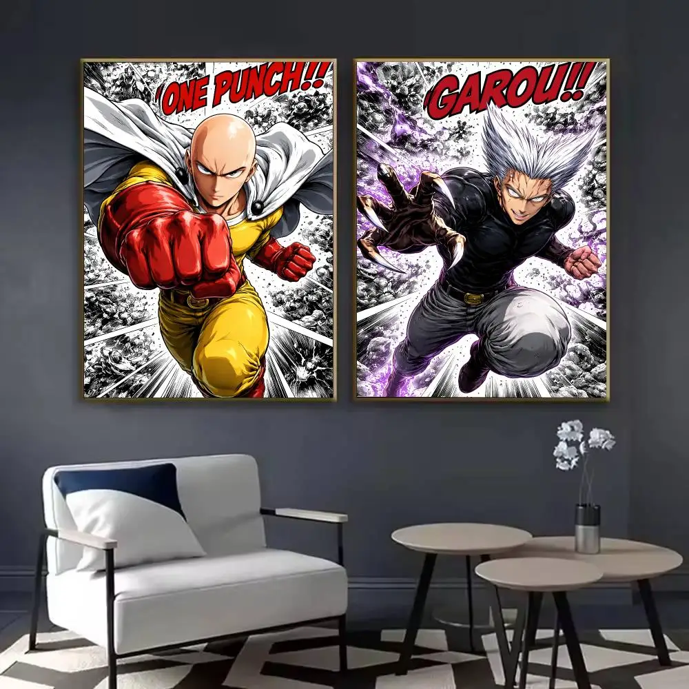 Japan Anime Manga O-One-Punch Man Poster Waterproof Sticky Wall Art Print For Bedroom Living Room Hallway Bar Home Decor