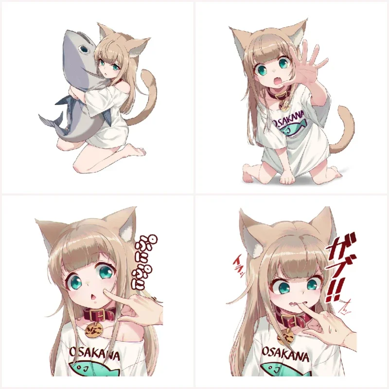 

Cute Cartoon Girl for Kinako Neko Car Sticker Air Conditioner Waterproof Motorcycle Vinyl Decal Car Accessories Decoration