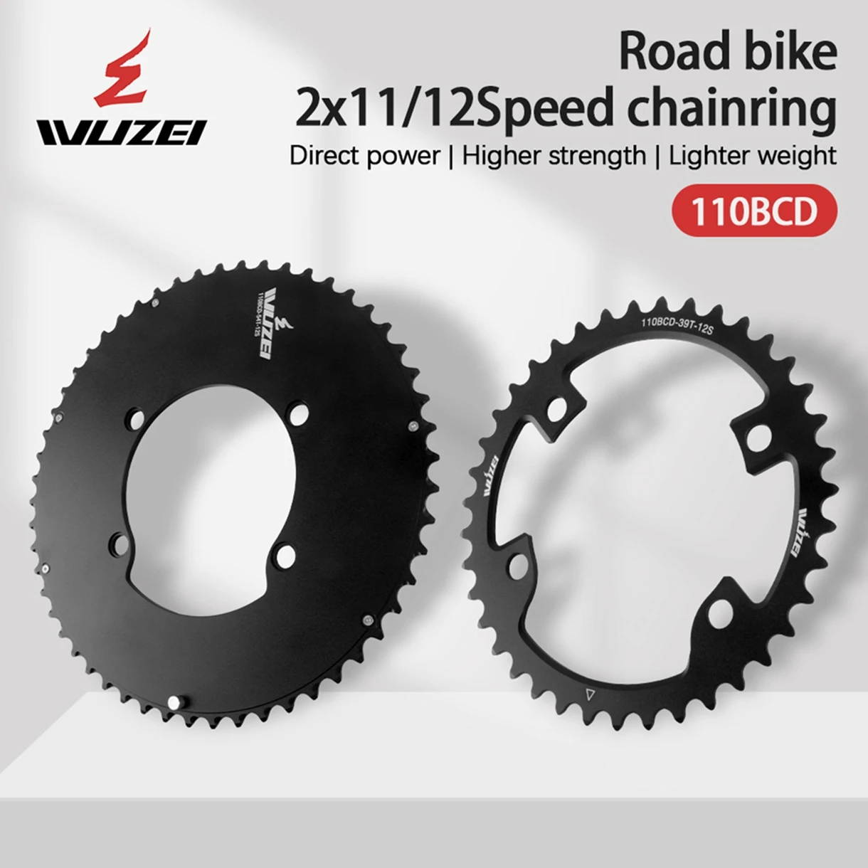 WUZEI 110BCD Doppelkettenblatt 2x 10/11/12-fach Rennrad-Kettenblatt für Shimano 105 5800 6800 48T/33T 50T/34T 52T/36T 53T/39T – Detail 1