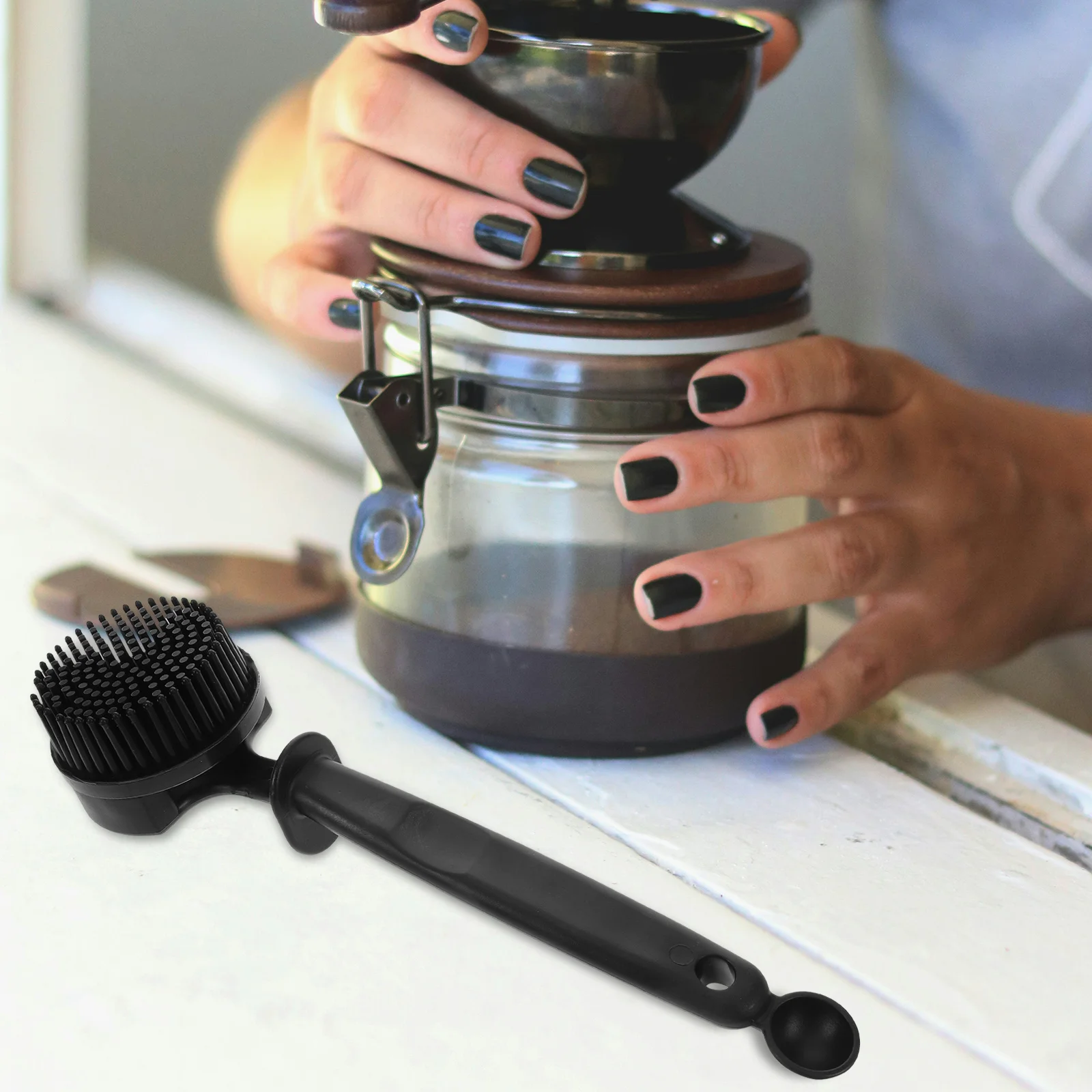 

Professional Coffee Machine Cleaning Brush Silicone Long Handle Arc Brew Head Espresso Grinder Portafilter Cleaner Tool Soft