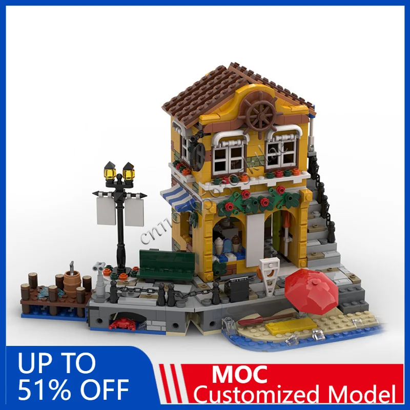 

665 PCS Construction Fat Crab Resto Riviera Extension MOC Customize Modular Building Block Kids Popular DIY Assembly Toy Gift