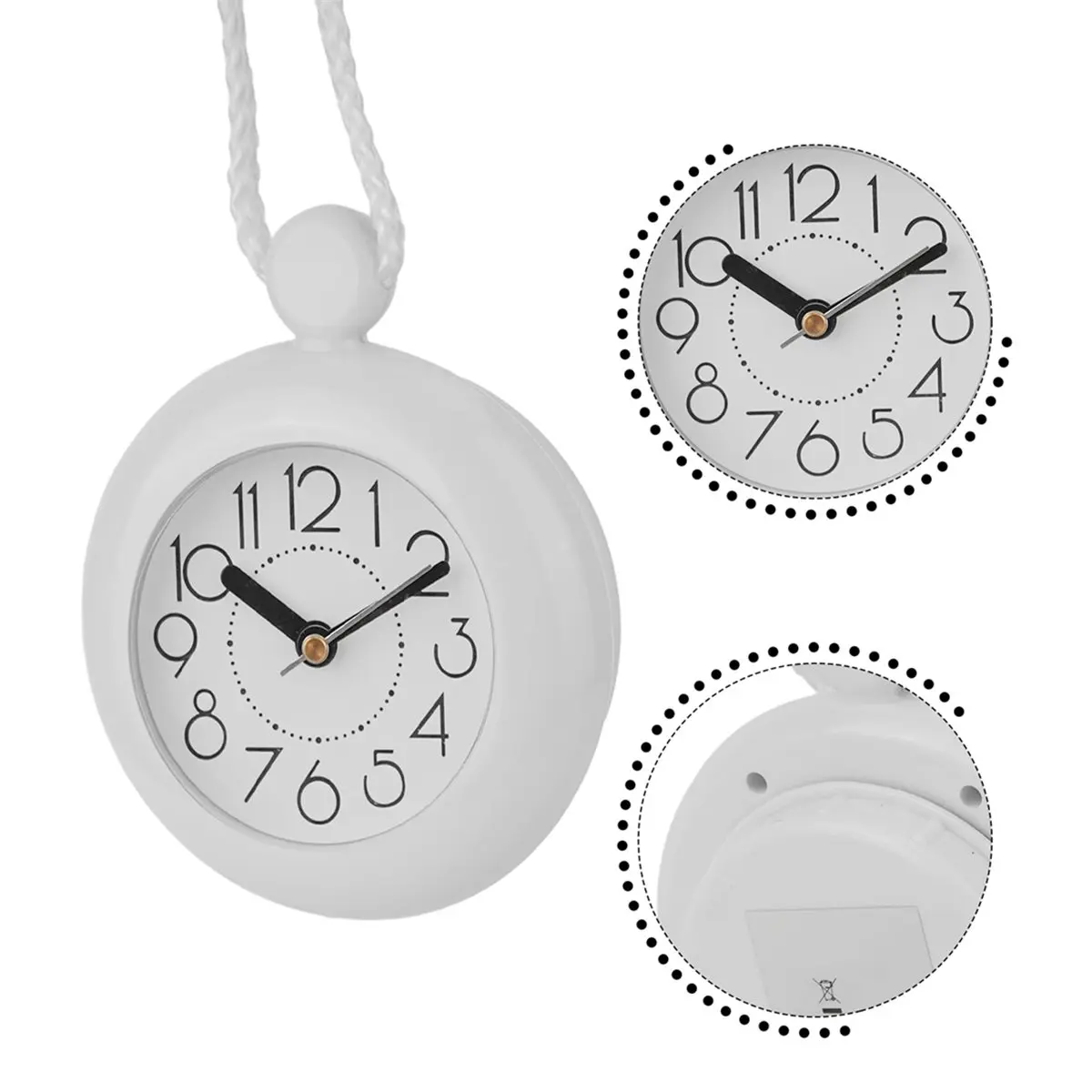 618 Mega Sale 1pc Bathroom Clock Waterproof 11.5cm Diameter with Nylon Lanyard for Kitchen Bedroom Home Improvement Accessories