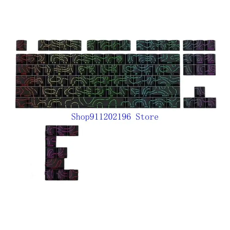 

P82A OEM колпачки для клавиш из ПБТ с контурными линиями, противоскользящие колпачки для клавиш с боковой печатью для клавиатур,