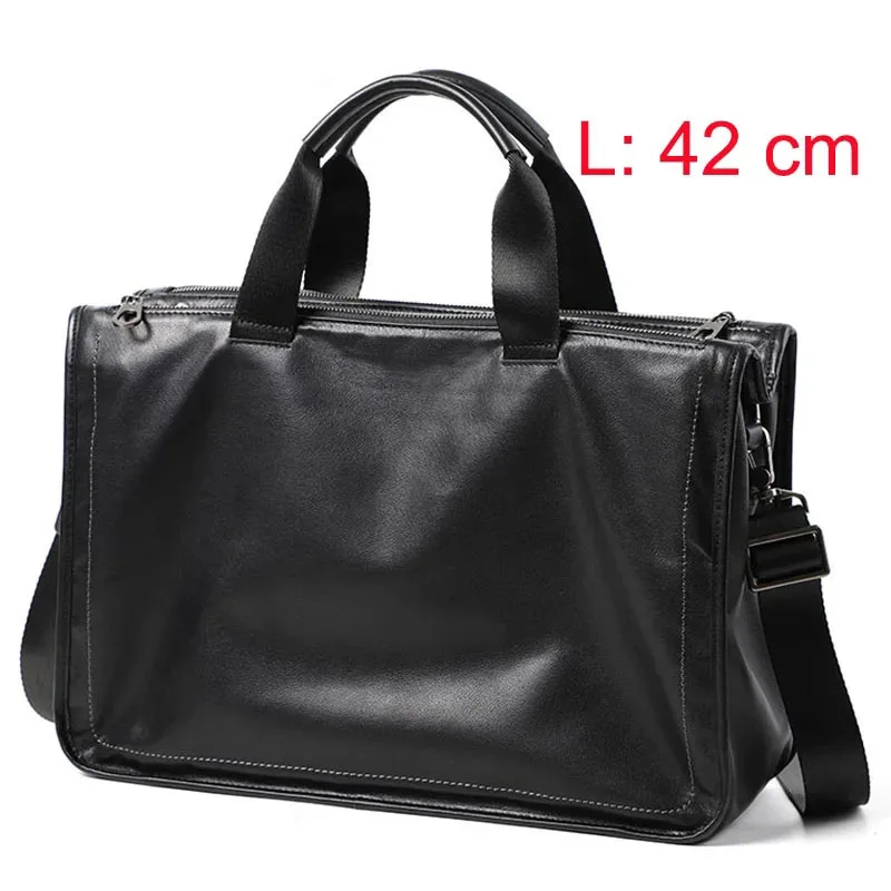 Large Briefcase Men Genuine Leather Shoulder Laptop Bag 15 inch Soft Leather Big Handbag Multi-layer Travel Men Bag Briefcases