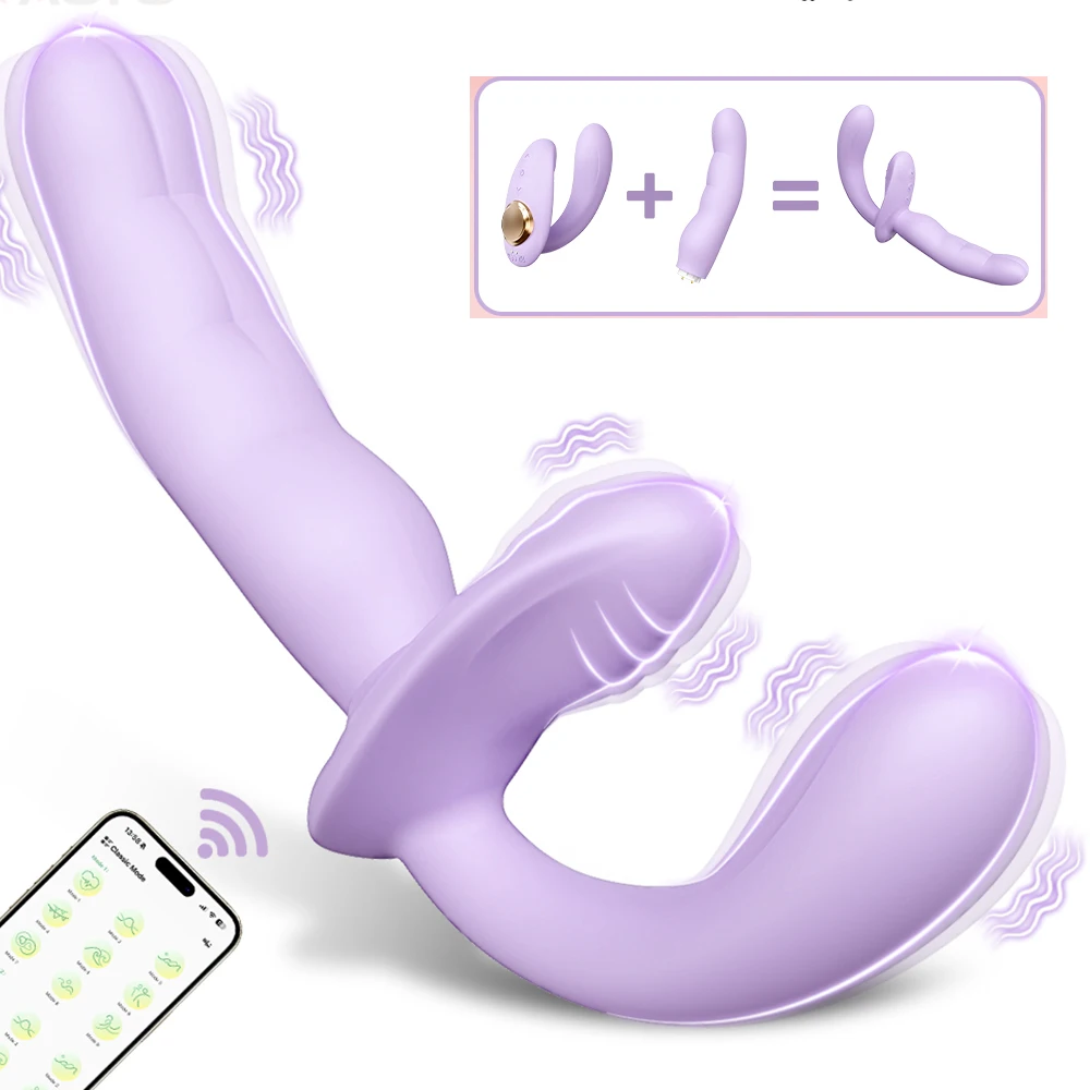 Consolador vibrador 2 en 1 con Control por aplicación para mujeres, estimulador de clítoris y punto G portátil para lesbianas, masturbación femenina, juguete sexual para mujeres