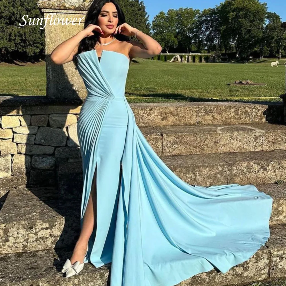 

Sunflower Simple Scalloped Formal Evening Dress 2023 Slim Floor-Length Pleat Mermaid High-end Custom Prom Gowns Sweep Train