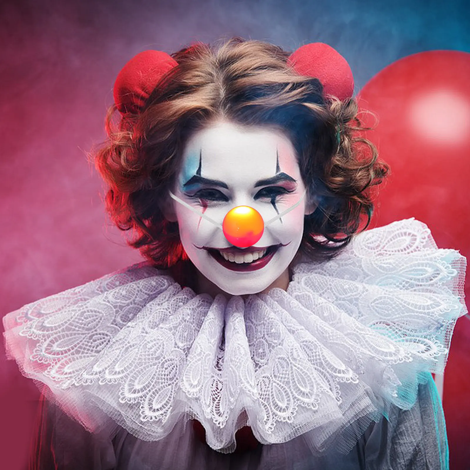 

Glowing Flashing Red Clown Nose Light Up Blinking Novelty Costume Prop for Halloween Circus Carnival Party Cosplay Adult Kid