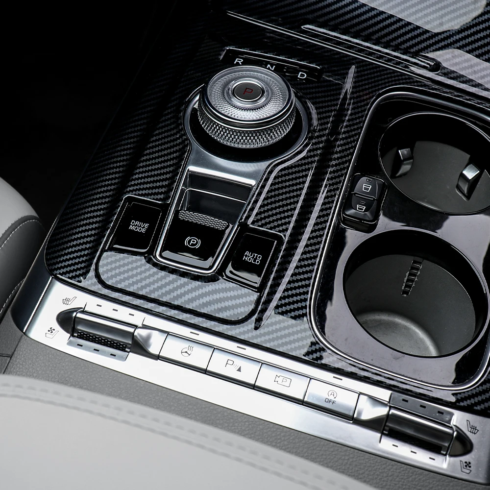 For KIA Carnival KA4 2022-2024 Car Tuning Carbon Fiber Center Console Cover Trim Interior Accessories LHD