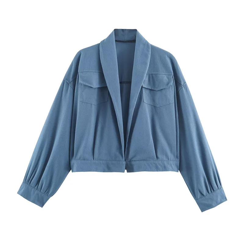 High Waist Denim Shorts with Wood Grain Ruffle Long Sleeve Short Top Color Block High Waist Shorts Women's Fashion Set