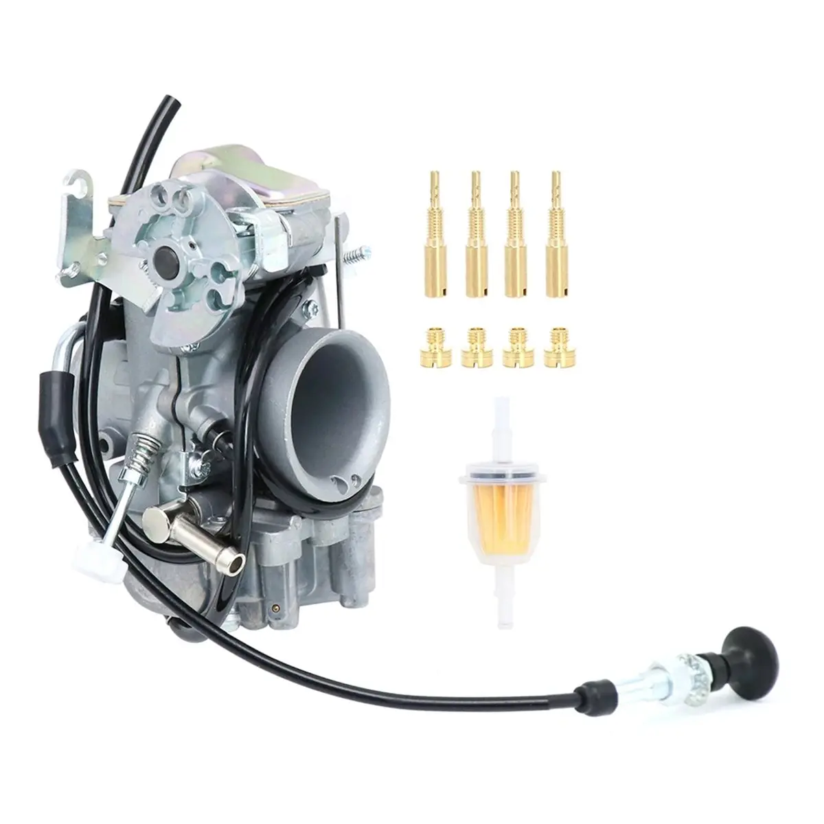 #05P Motorbikes Accessories ,Motorcycle Carburetor Flatslide Pumper Carb 450cc 600cc for Mikuni (Silver Gray)