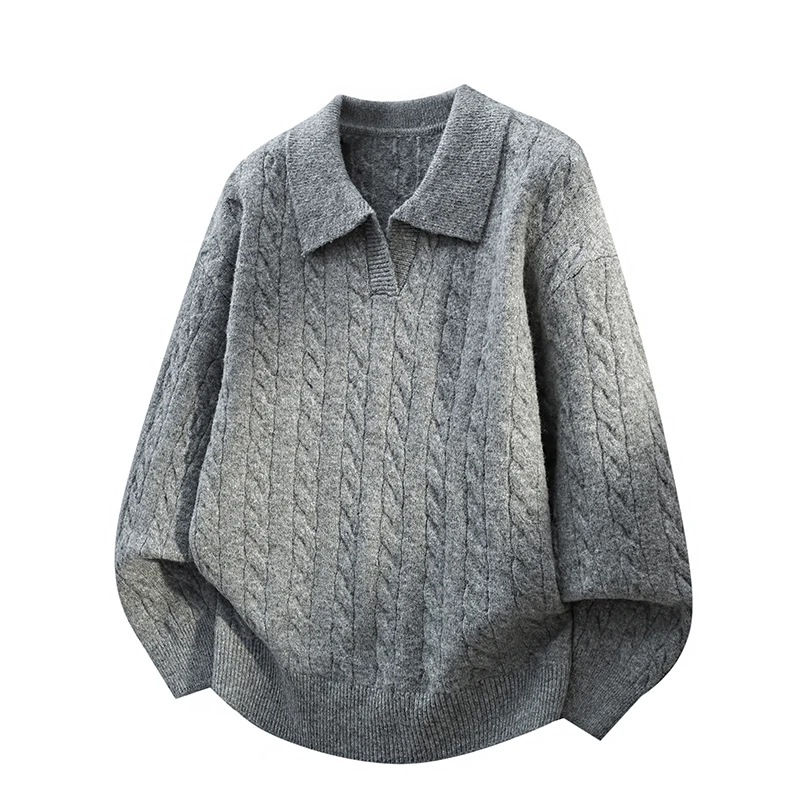 

2025 мужской свободный пуловер с длинными рукавами, трикотаж, осень-зима, повседневные однотонные топы для спорта на открытом воздухе, мужской топ с воротником M-4XL