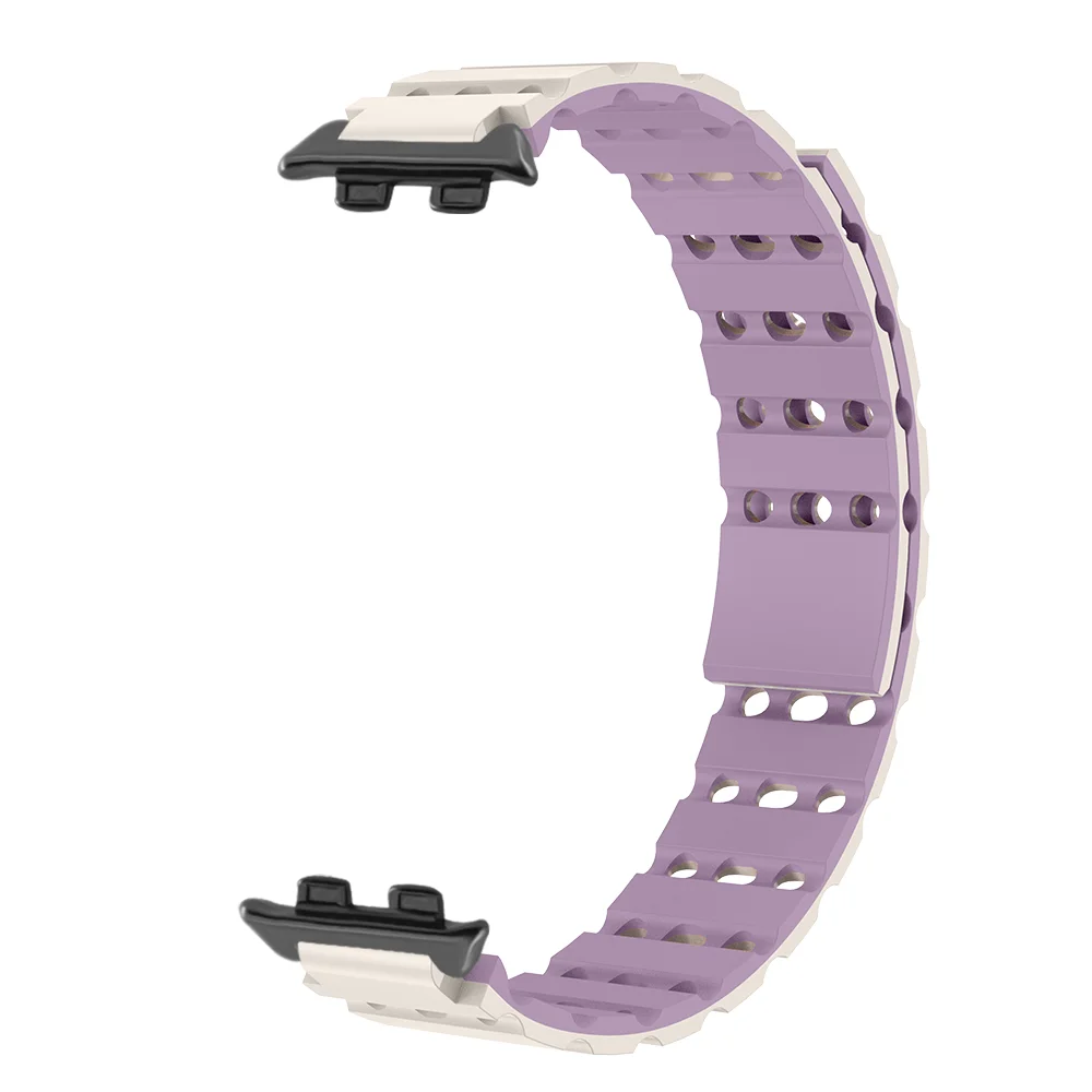 สายนาฬิกาแม่เหล็กสําหรับ Honor Band 9 Air Hole ซิลิโคนนุ่ม QUICK RELEASE Breathable Frontier Sport Smartwatch Band ผู้ชายผู้หญิง