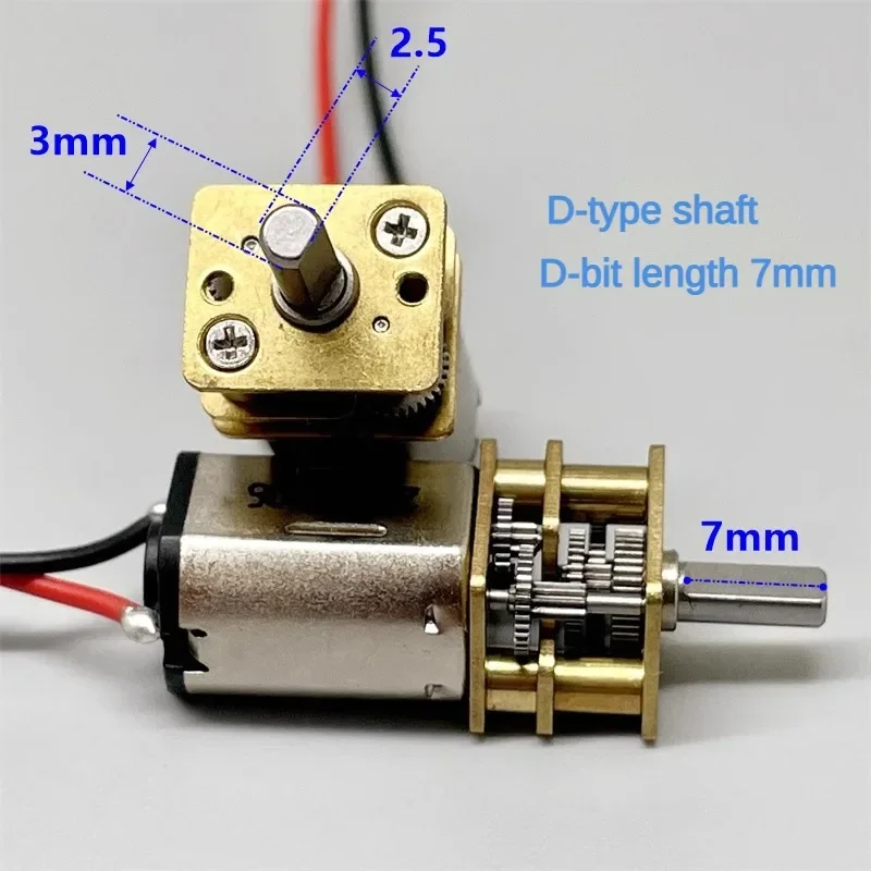 N20 DC 3V 18rpm 6V  36RPM  Mini 7mm All Metal Gear Motor Micro Reduction Motor   Low Speed D-Axis