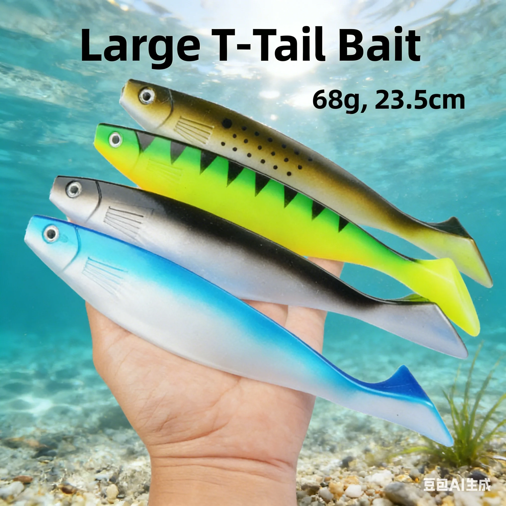 4-個海釣りルアー-235-センチメートル-68-グラム-pvc-大型サババイオミメティック-t-テールソフトシンキングベイト淡水釣り餌アクセサリー