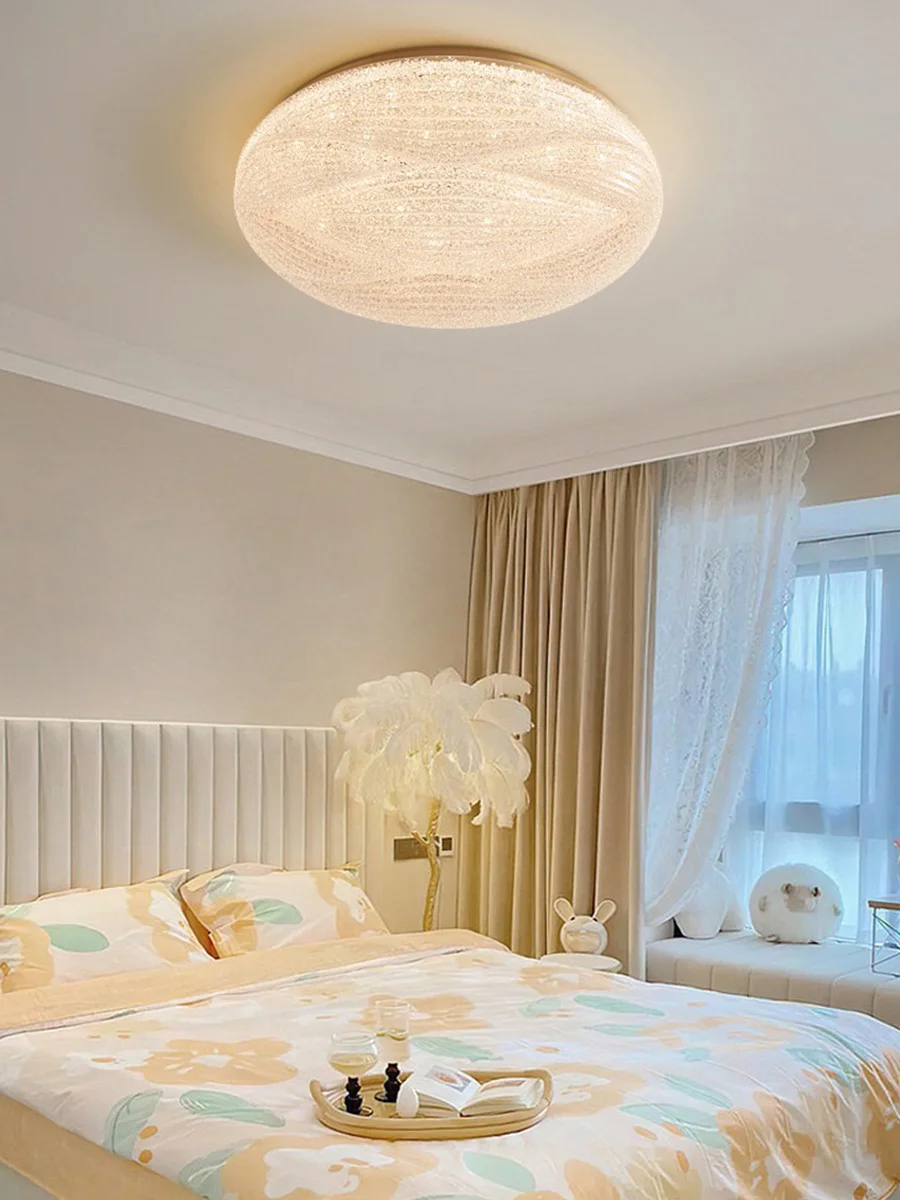 Modern Round Textured LED Ceiling Light, Creative Wave Pattern Flush Mount Lamp for Bedroom Living Room Home Decor Lighting