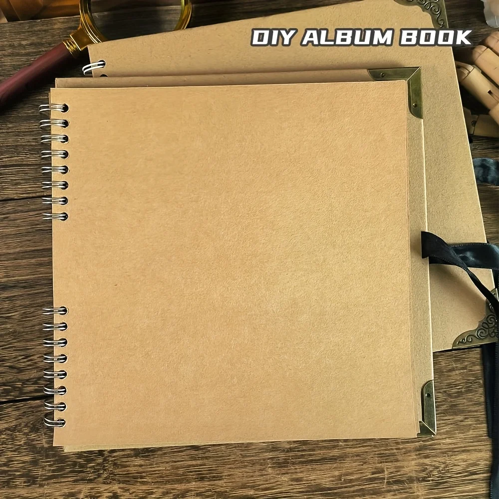 Álbum de fotos de cuero vintage: álbum de recortes de bricolaje de 30 páginas, cuaderno creativo de 8 x 8 pulgadas con pegatinas autoadhesivas, regalo para amigos