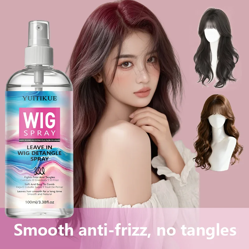 YUITIKUE Wig Detangle Leave-In Spray 100ml Anti Frizz Smooth Tangle Free For Synthetic & Human Hair Wigs