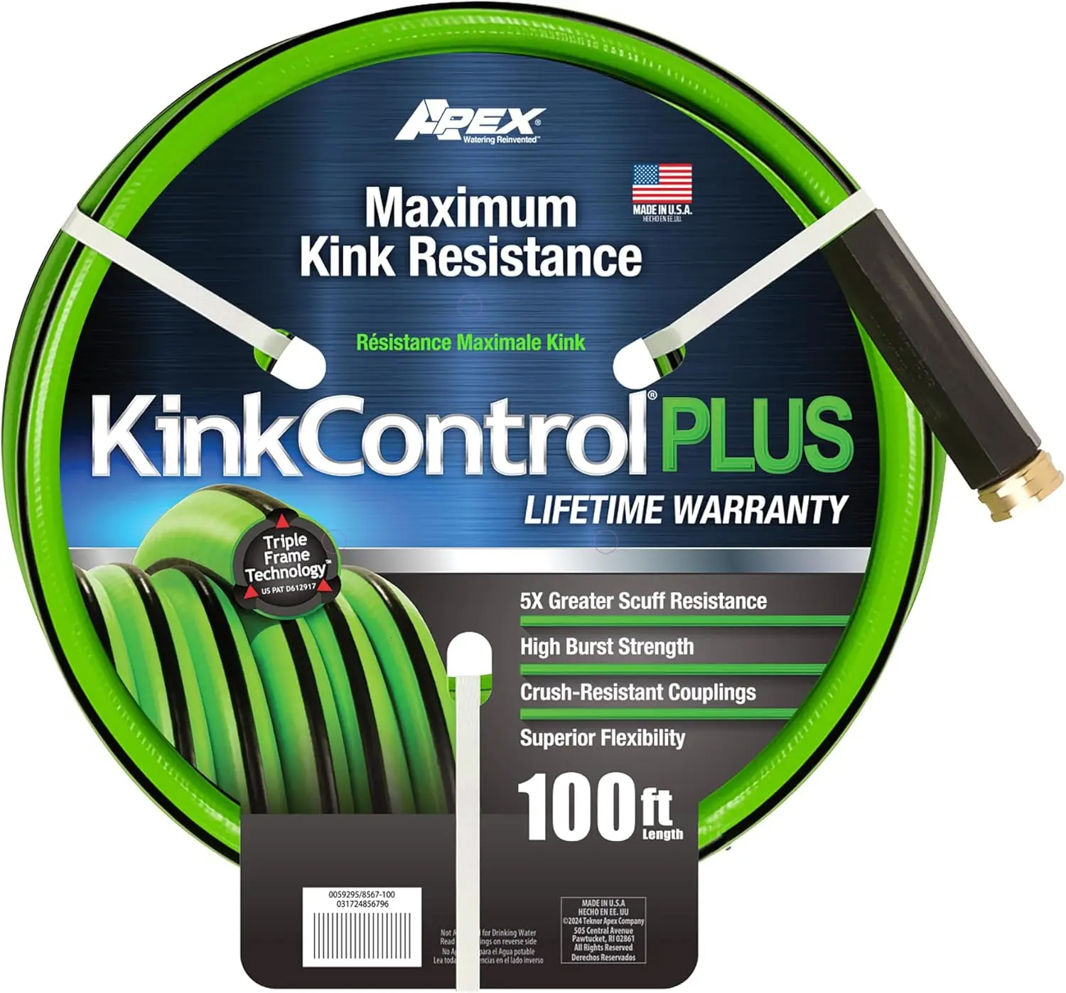 

100ft Garden Hose - High Burst Strength, Kink Resistant, Flexible, Made in USA