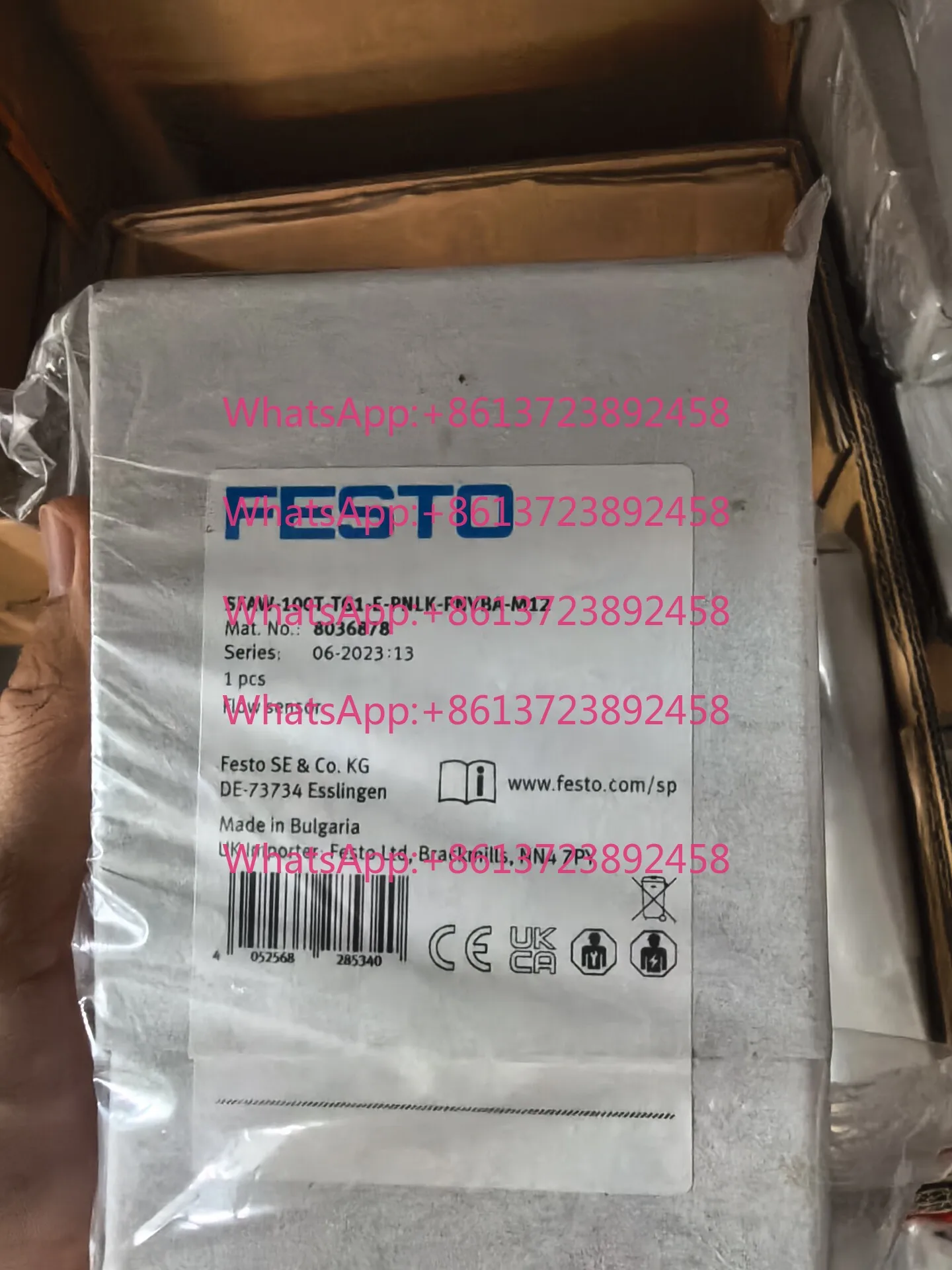 FESTO Festo flow sensor SFAW-100T-TG1-E-PNLK-PNVBA-M12 order number: 8036878