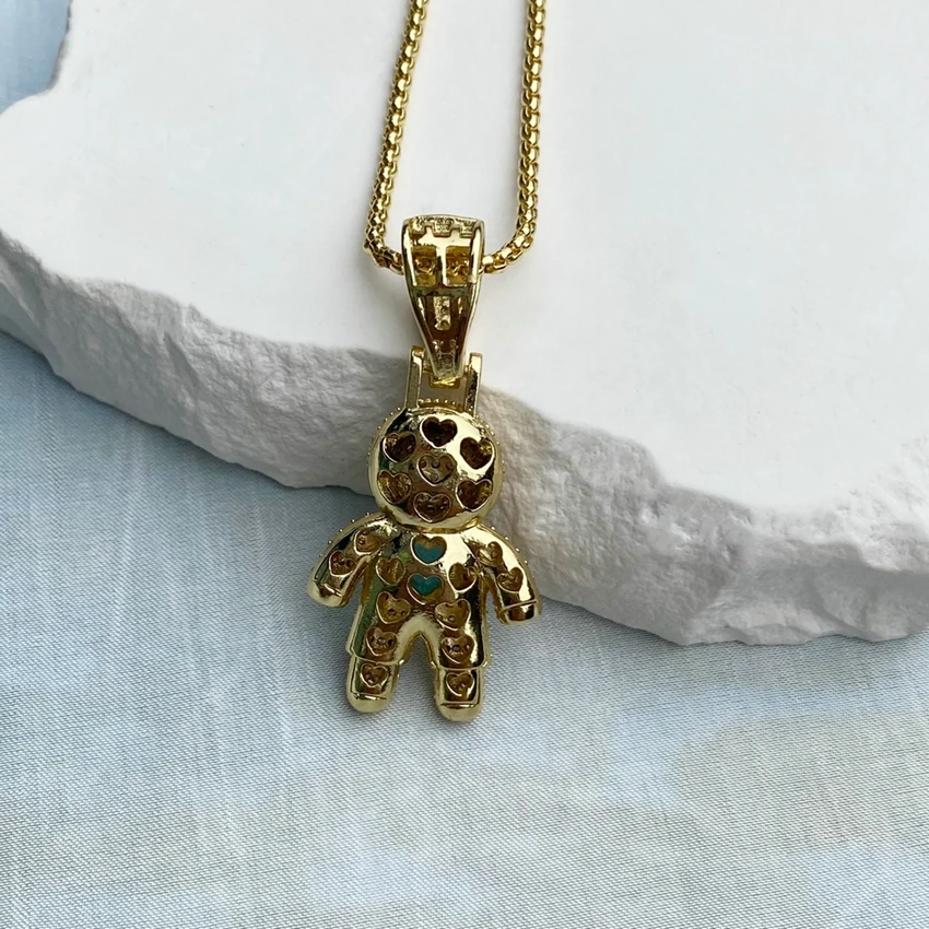 Fashion Jewelry New Style Children Little Boys Girls DIY Pendant Gold Plated Inlaid Zircon Love Button Necklace for Women