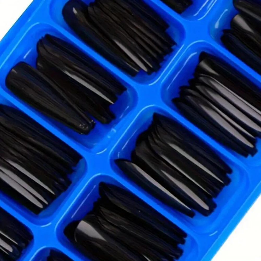 120 pçs preto ballet imprensa em dicas de unhas falsas cobertura completa longa bailarina unhas falsas cor sólida extensão de unhas artificiais