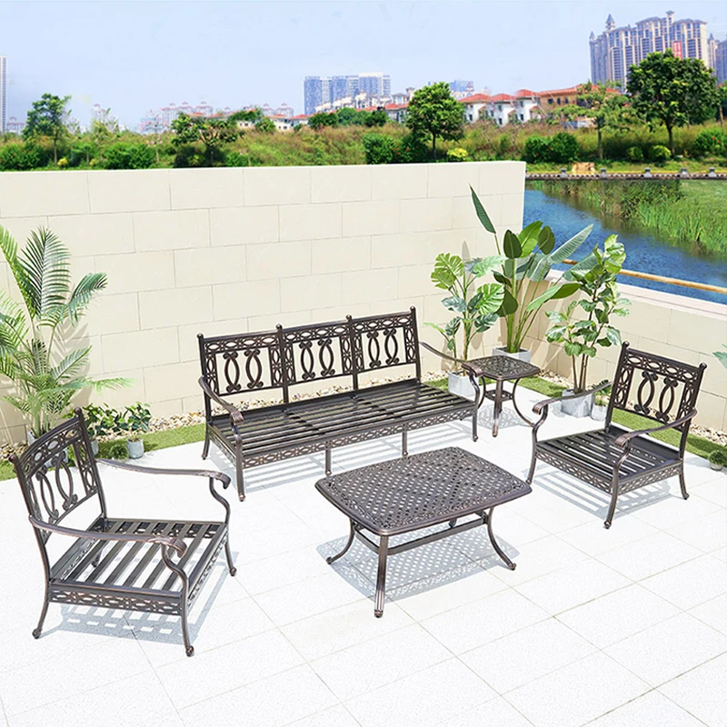 *s forTraditional High Quality Cast Aluminum Waterproof Sunproof Leisure Villa Balcony Furniture Set Garden Sofa with Cushions&