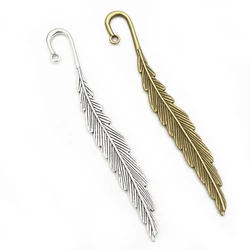 4pcs 116x13mm Antique Silver Plated Bronze Leaf Feather Handmade Charms Pendant DIY for Bracelet Necklace Bookmark Accessories